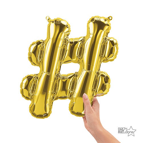 16 inch HASHTAG - GOLD (AIR-FILL ONLY)